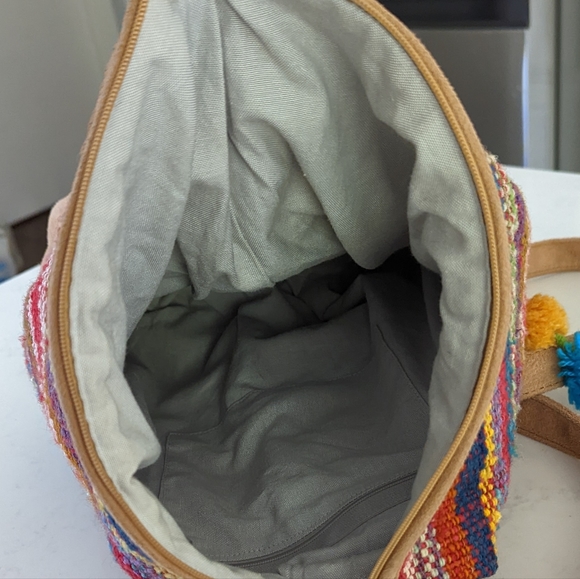 Rasta Moda Multicolor Woven Sack Backpack with Leather Bottom, Trim, & S… - Picture 13 of 14